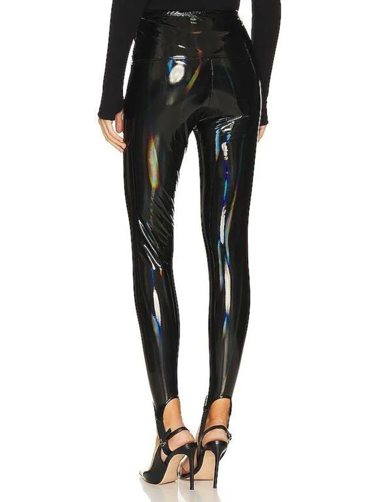 Shiny Faux Latex Leather Leggings Women High Waist Strtch Slim Colorful Pants PU Bodycon Pantyhose Custom Clubwearc PVC Trousers