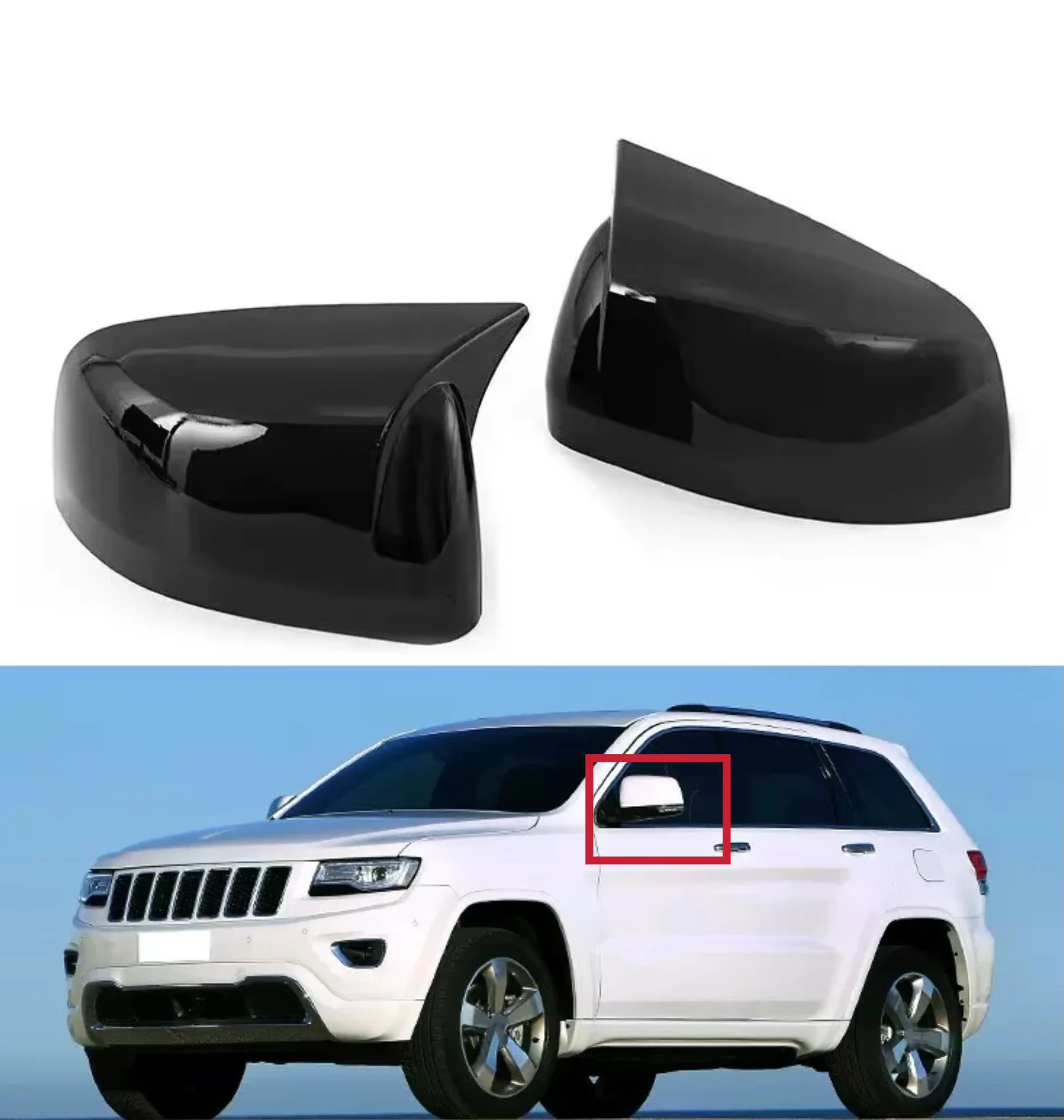 

Car Rearview Side Mirror Cover Wing Cap For Jeep Grand Cherokee 2011-2022 Exterior Door Rear View Case Trim Sticker Carbon Fiber