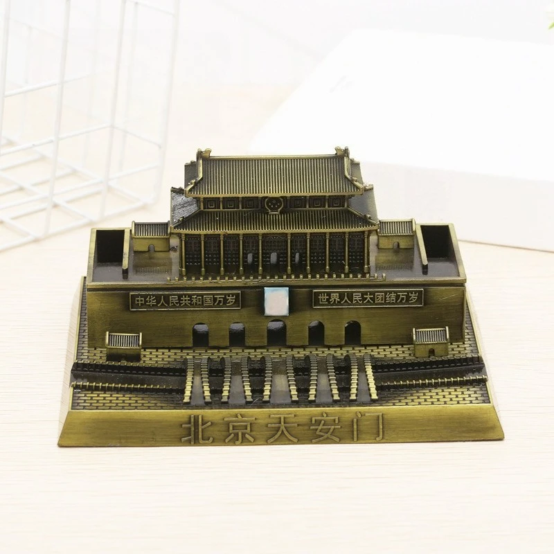Tiananmen الإبداعية سطح المكتب الحلي الحرف المعدنية بكين السفر الهدايا التذكارية التماثيل ديكور المنزل منزل نموذج هدية احتفالية #2