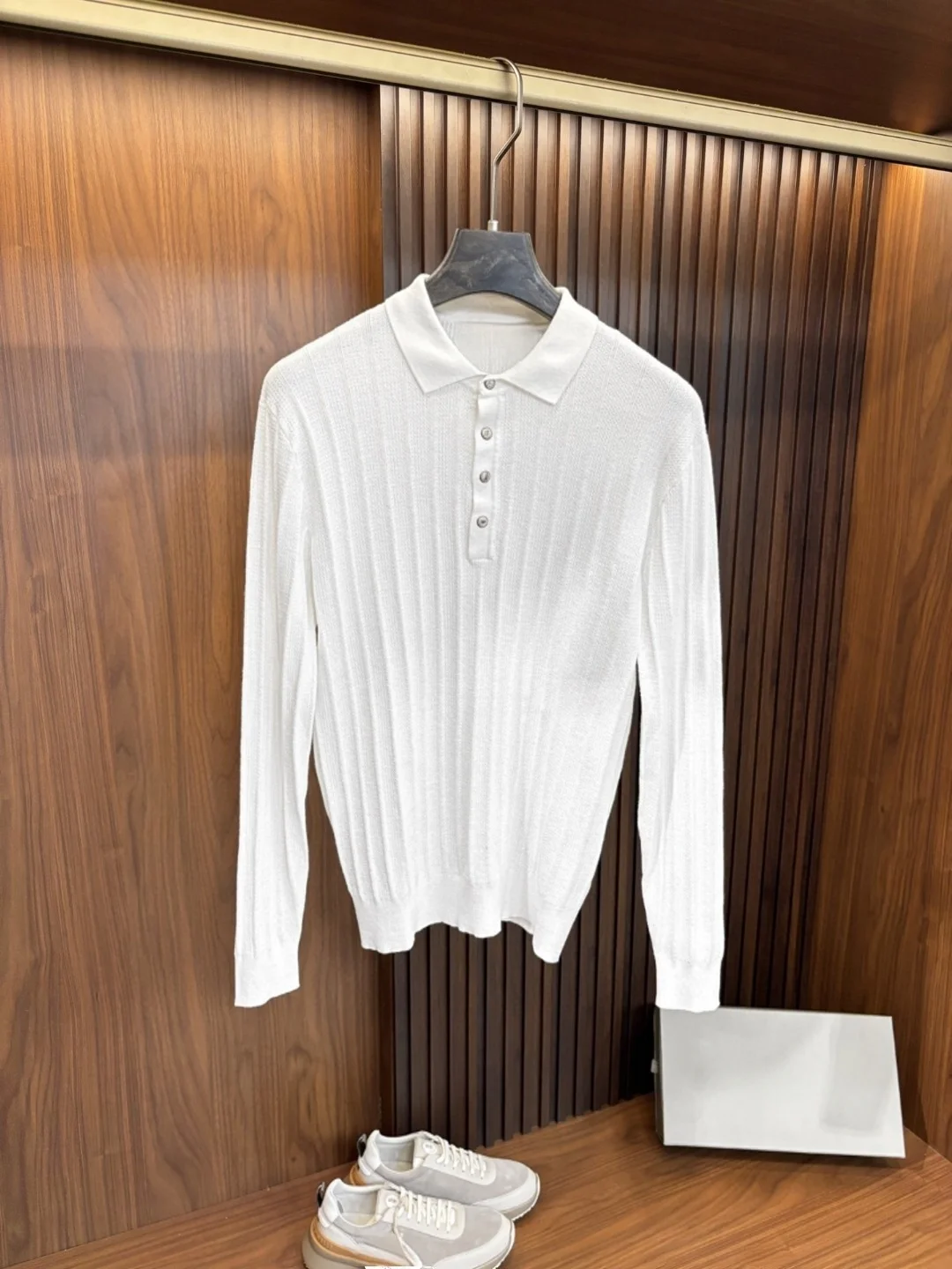 

Men's Knitted Long Sve irt Casual Cotton 00% Faionable Busin Sle Turn-down Collar Comfortable Fit for Autum...