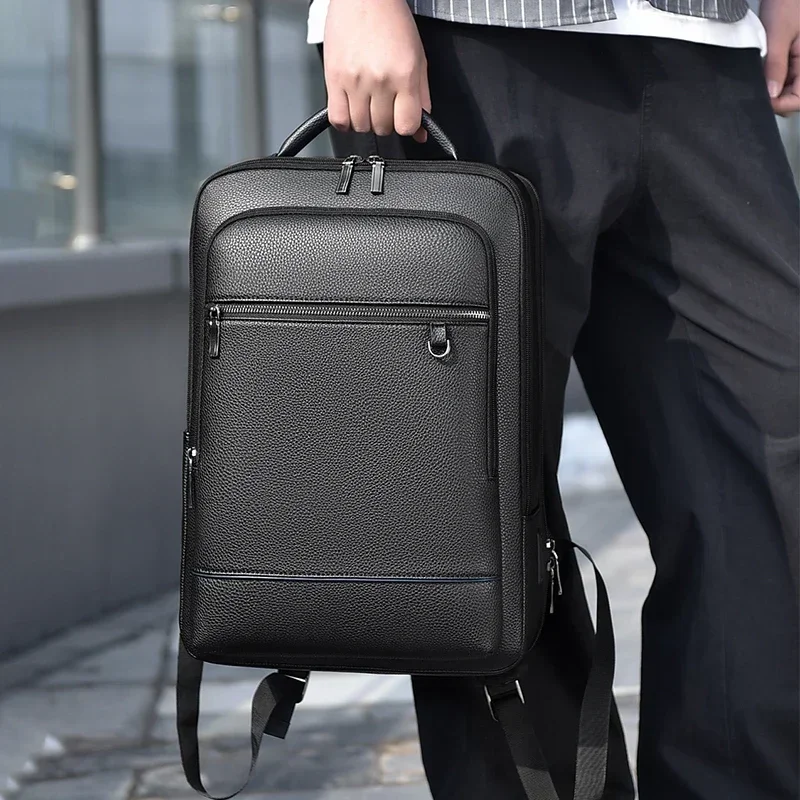 Executive Backpack Men PU Leather Satchel USB Charging Briefcase Office Travel Laptop Office Business Shoulder Back Pack Male