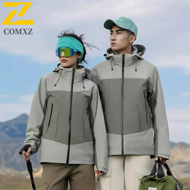 

Мужская ветровка COMXZ, высококачественная ветрозащитная куртка для лыжного кемпинга и пешего туризма, классическая износостойкая верхняя одежда 3 в 1, альпинистская одежда