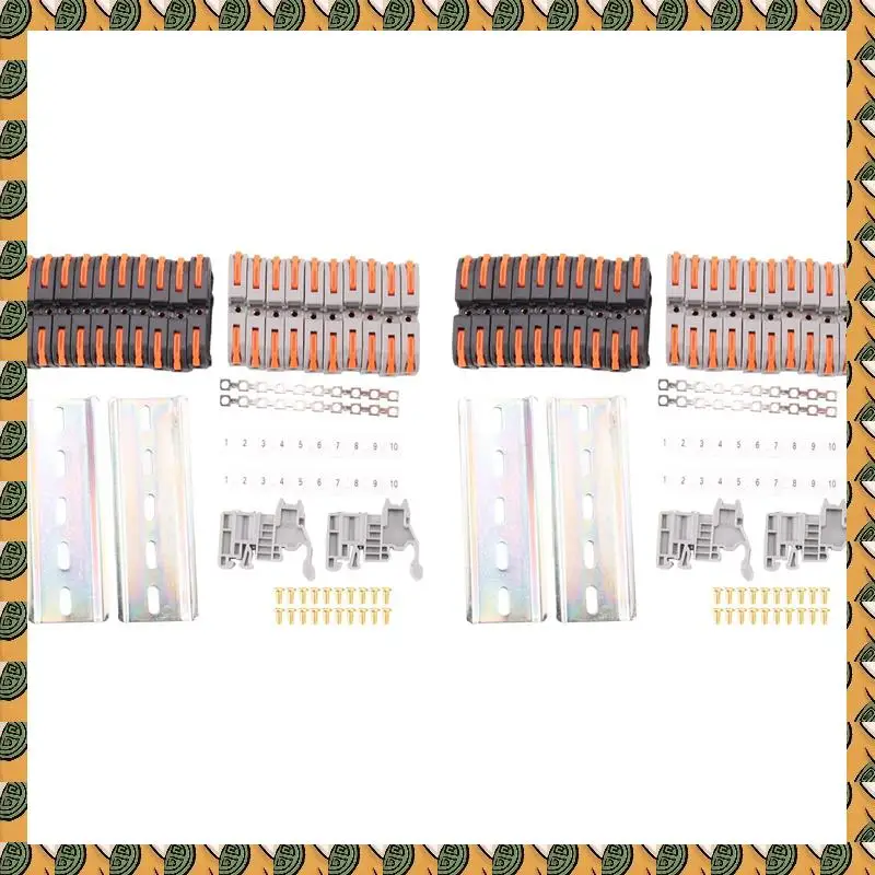 A77I 2X DIN Rail Terminal Blocks Kit, With Universal Compact Connectors, Connection Bar, Marker Strip, Screws, 28-12 AWG