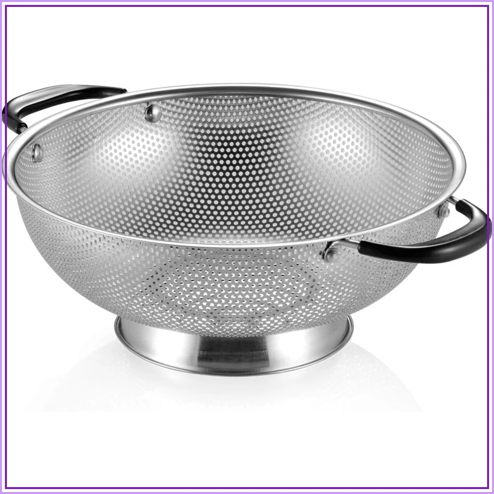18/8 Stainless Steel 5-Quart Colander, Micro-Perforated, Heat Resistant Handles, BPA Free, Dishwasher Safe