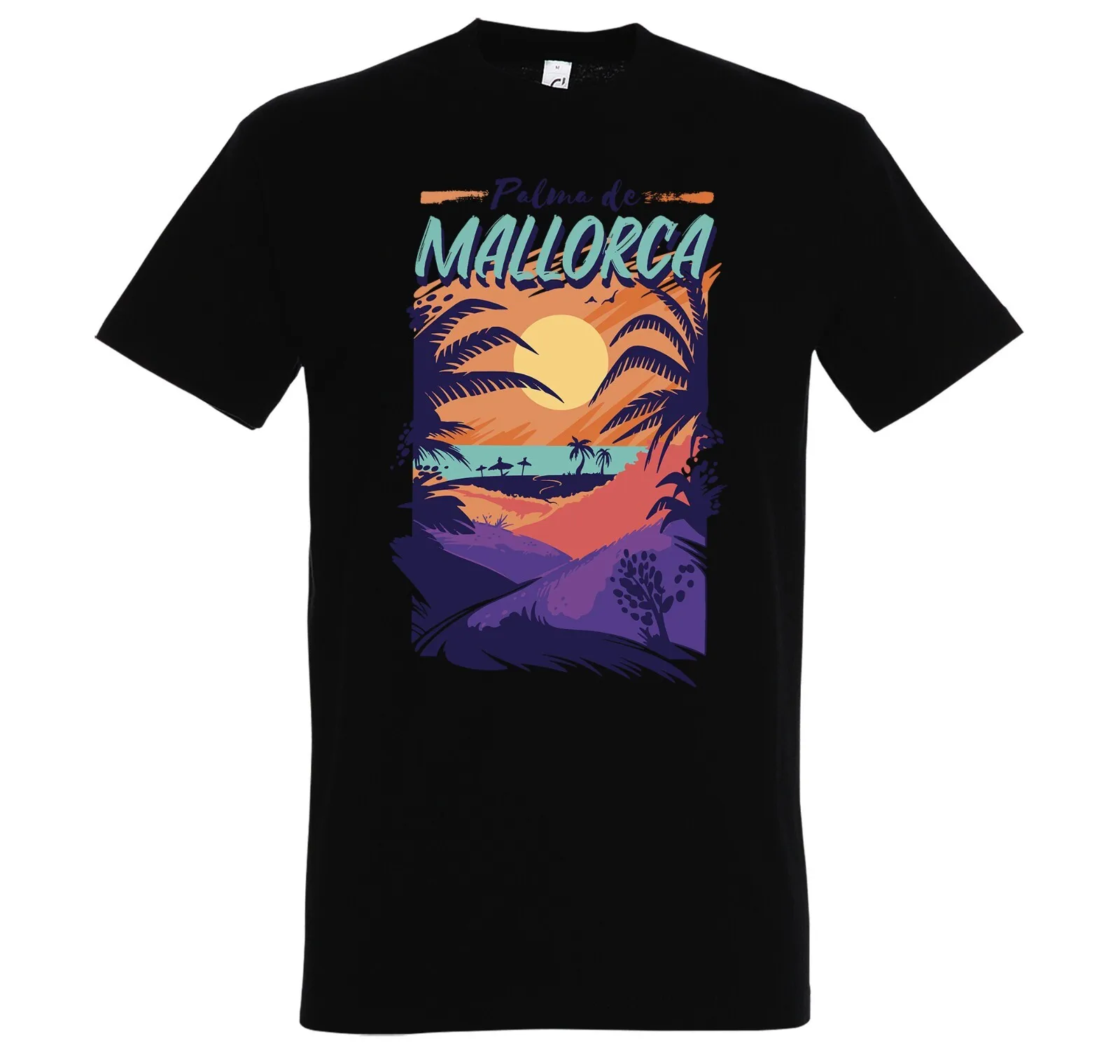 

Men's Palma de Mallorca Logo Beach Holiday Summer Colorful Sun Fun T Shirt