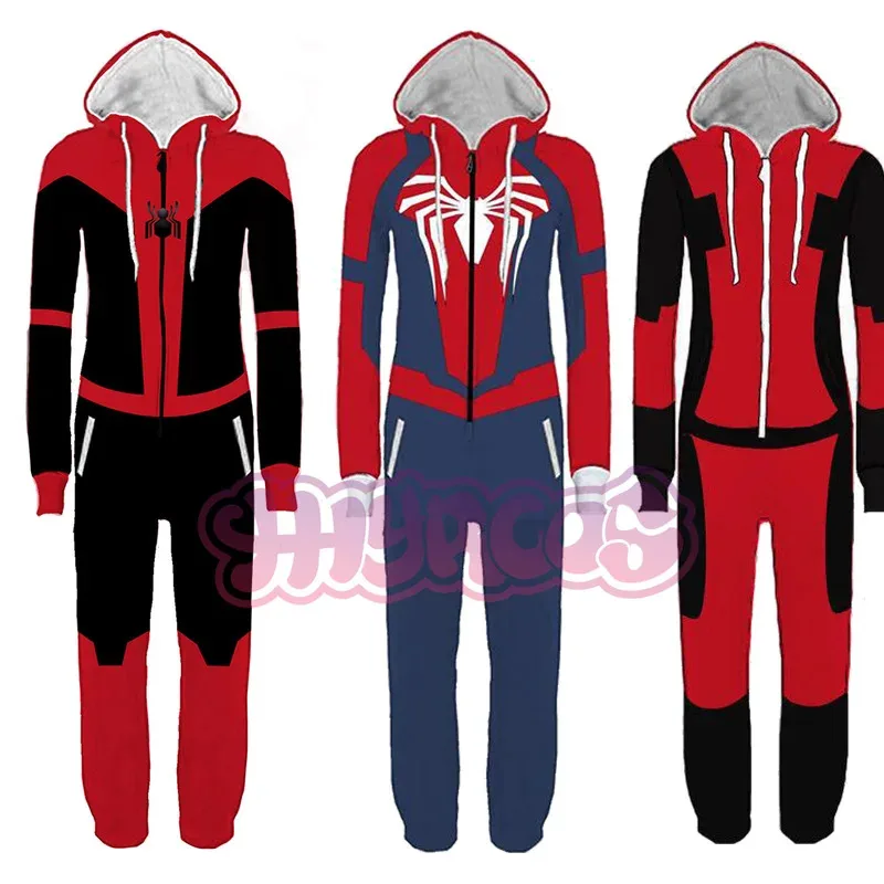 

3 Styles Red Jumpsuit Pajamas Cosplay Costume Men Women Supeheo One Size Pyjama Halloween Christmas Party Cartoon Sleepwear