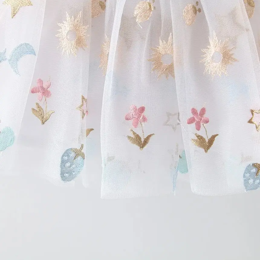 New Summer Dress For Girls With Suspender Star Flower Mesh Puffy Skirt Baby Girl Princess Skirt Suitable For Ages 0-3