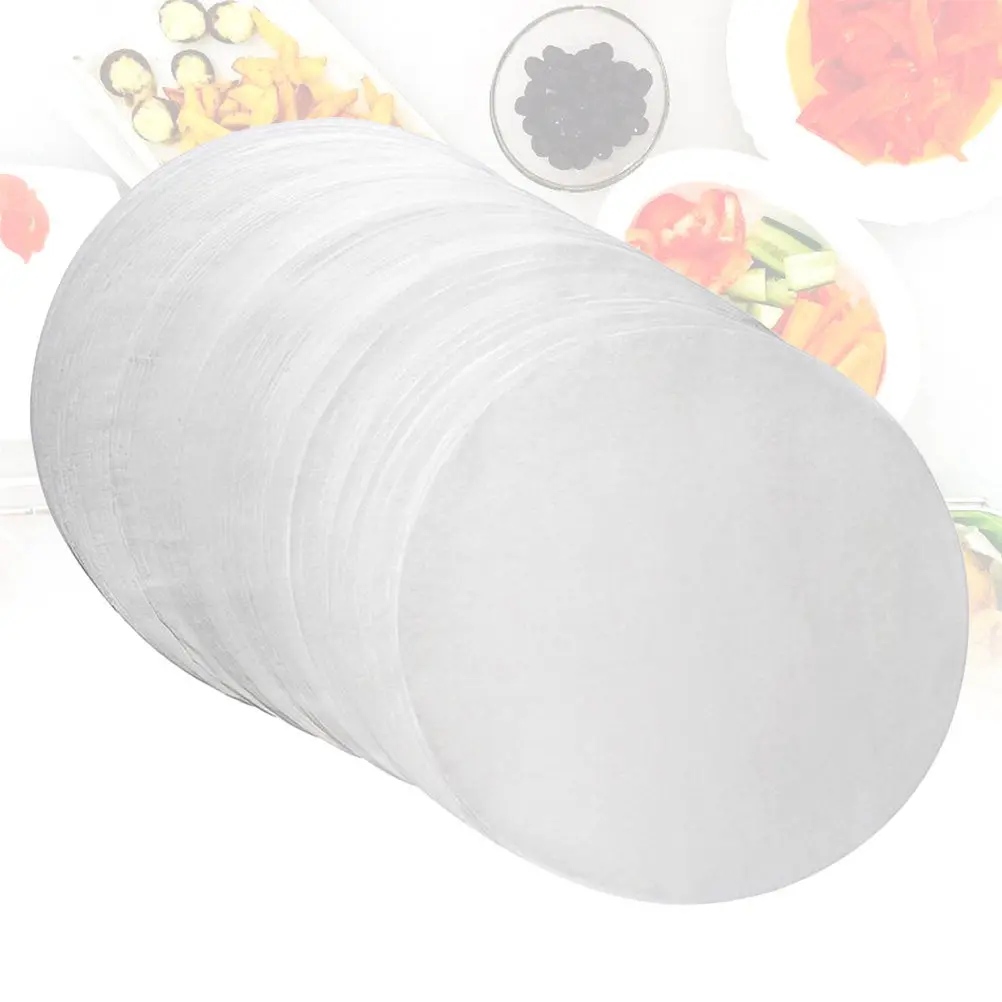 50Pcs Bbq Paper Non Stick Round Barbecue Paper for Baking Cooking Home Restaurant Supplies 23Cm Diameter White