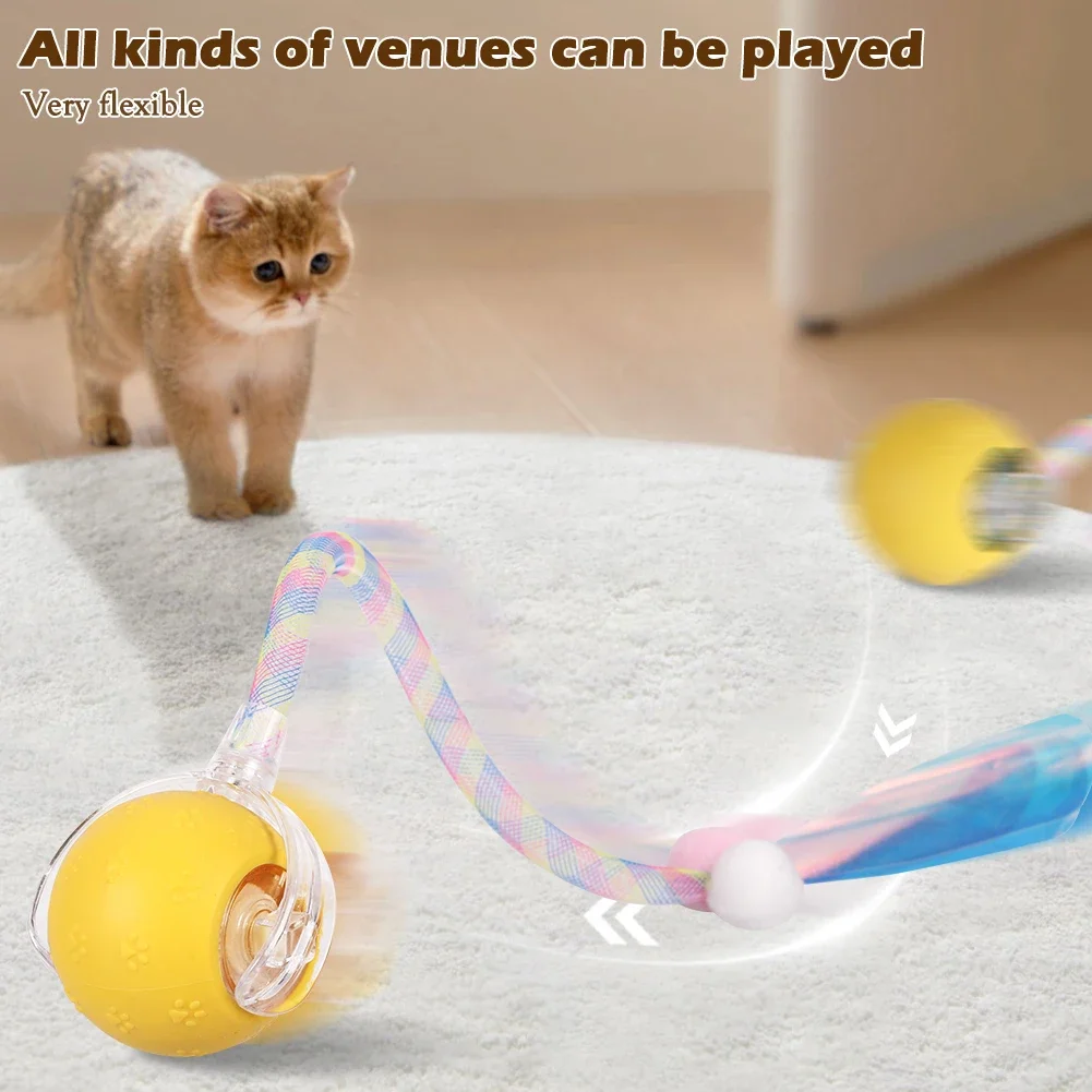 Intelligent Interactive Cat Ball with Fake Tail Automatic Teasing Rechargeable Chew-resistant Cat Dog Interactive Play Prop