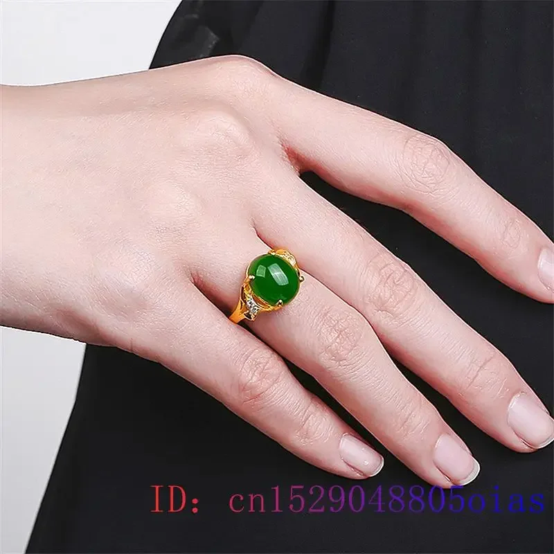 Anillo de Jade verde para hombre y mujer, Natural de cristal amuleto, joyería de Calcedonia de circonita a la moda, abalorio de plata 925, piedras preciosas