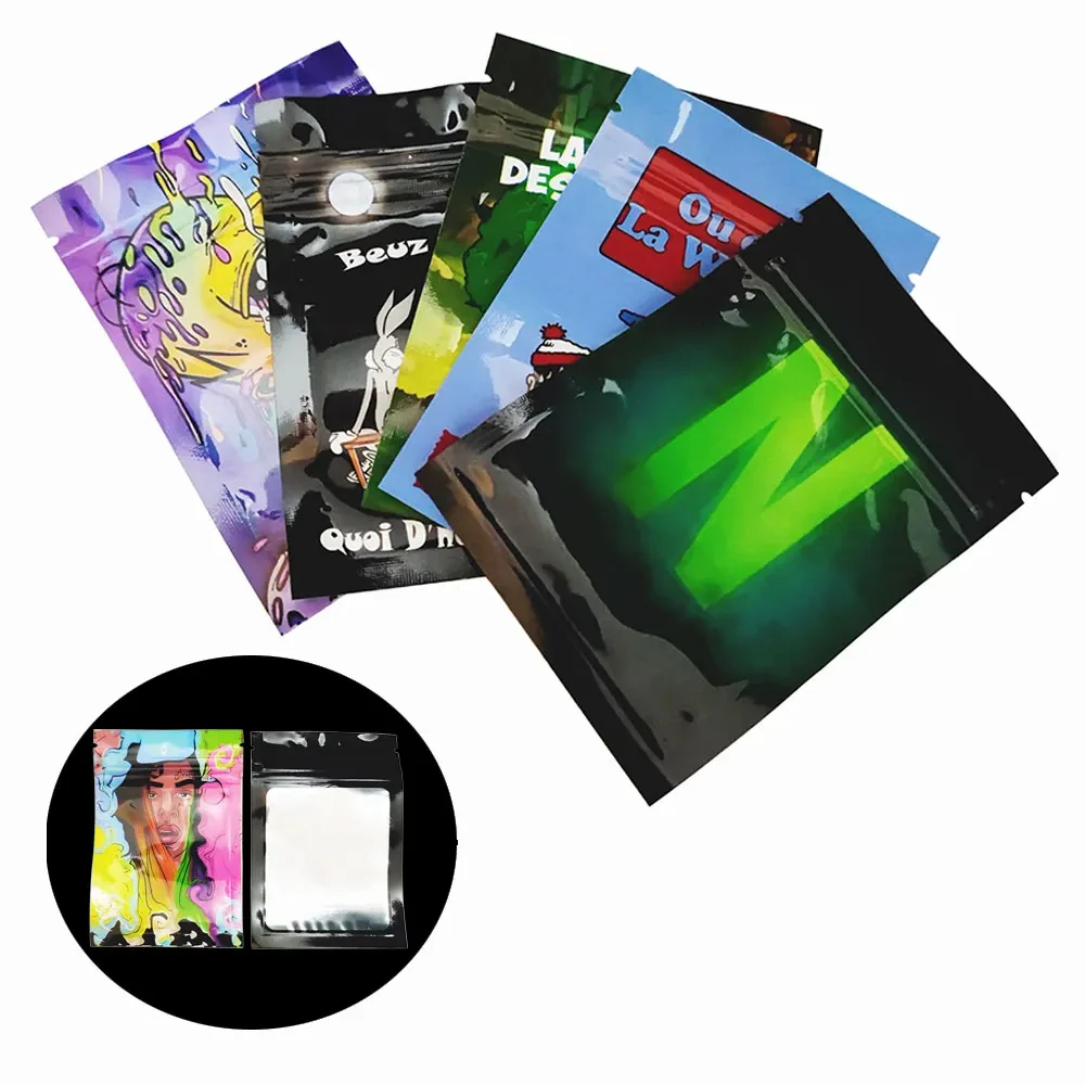 Foil Plastic Bags Baggie Pouch Waterproof Jewelry Coffee Bean Candy 7x10M Portable Ziplock Storage Bag Various Patterns