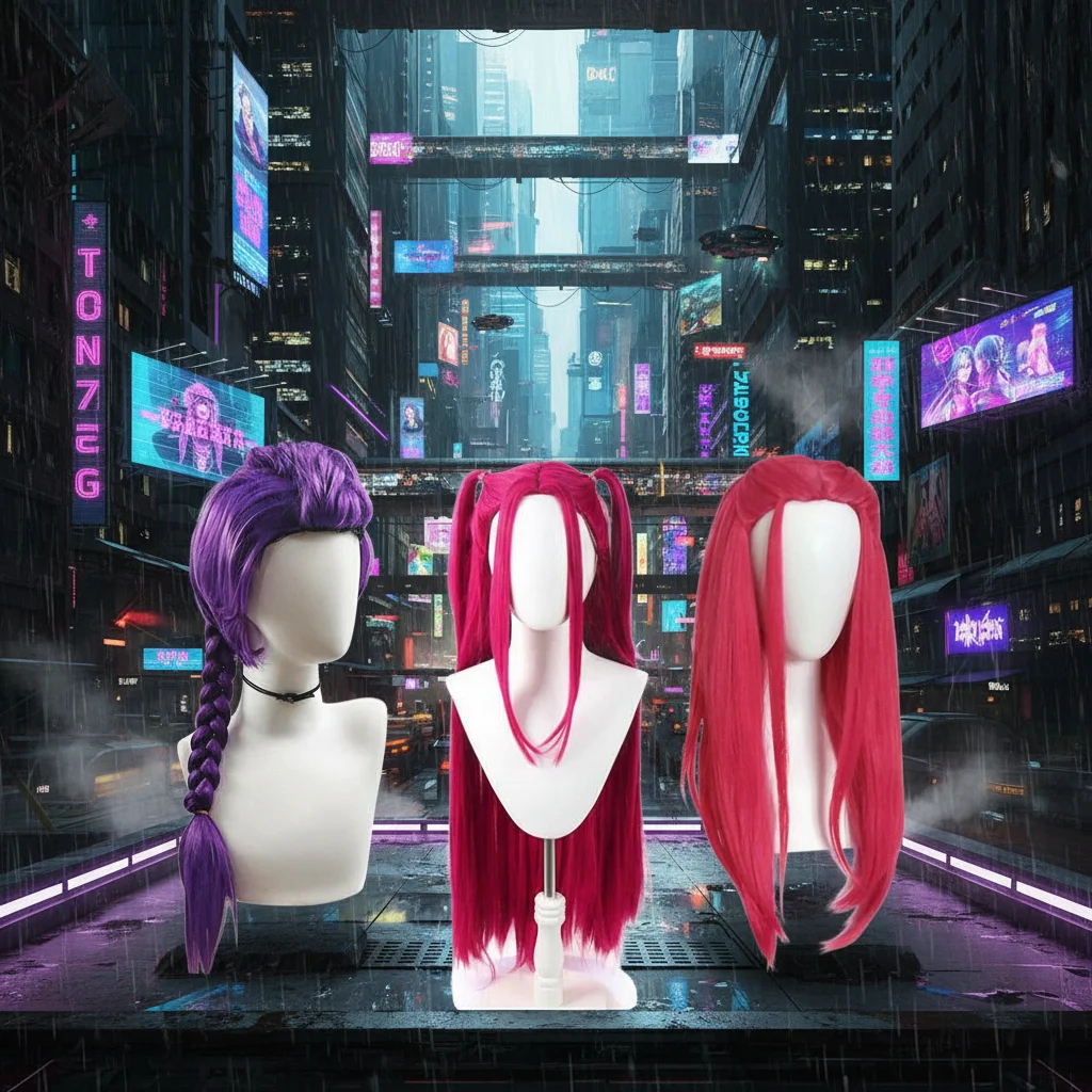 Treccia lunga viola da 33,5 pollici con coda di cavallo laterale Morsetto per bocca di tigre integrato Parrucca per bambini Festa in costume di Halloween Anime Cosplay