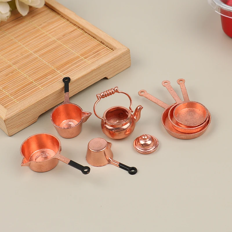 1:12 Dollhouse Miniature Simulation Frying Pan Kettle Water Spoon Pot Model DIY Home Accessorie