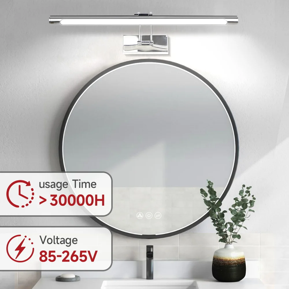 Modern LED Mirror Light Wall Mounted Tricolor Makeup Lamps 40/50cm Waterproof  Bathroom Mirror Headlight For Bedroom Living Room