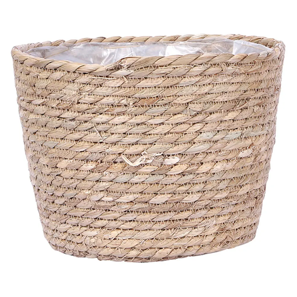

Wicker Planter Basket Seagrass Flower Pot Cover Handmade Woven Plant Container for Indoor Outdoor Use Tall Rattan Floor Vase