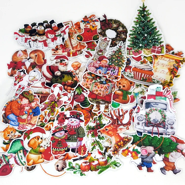 33PCS Christmas Kids Fun Paper Stickers Homemade Bookkeeping Decals on Laptop / Decorative scrapbooking / DIY