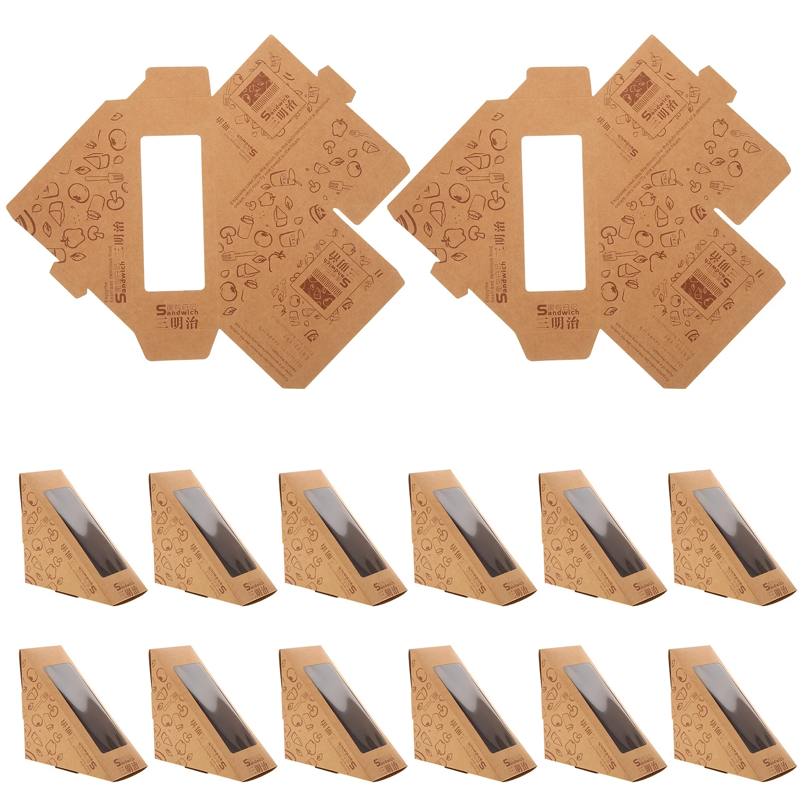 

100pcs Window Dessert Wrapping Boxes Sandwich Boxes Sandwich Packing Boxes Baking Food Box Window Sandwich Box