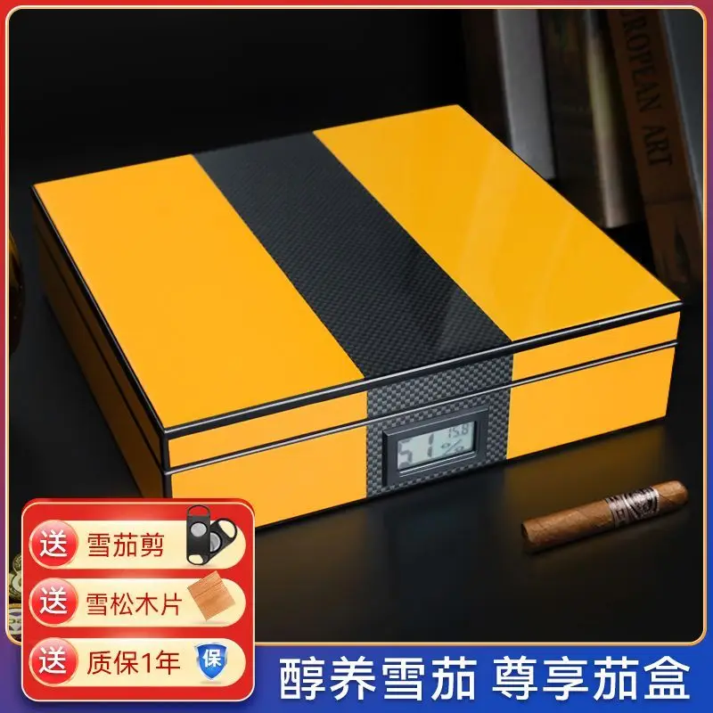 Cedarwood Moisturizing Box Cigar Box Solid Wood Cigar Box High Beauty Boyfriend Exclusive Sealed Smooth Carbon Fiber Box