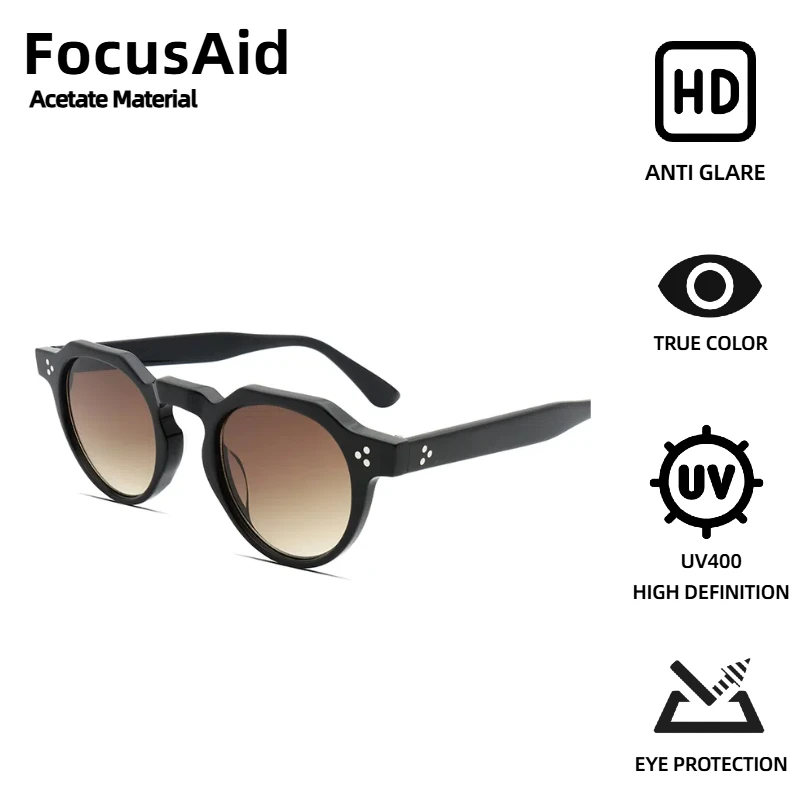 

FocusAid Vintage Luxury Brand Handmade Designer Sunglasses Unisex High Quality Acetate Sunglasses UV400 Colored Nylon Lenses