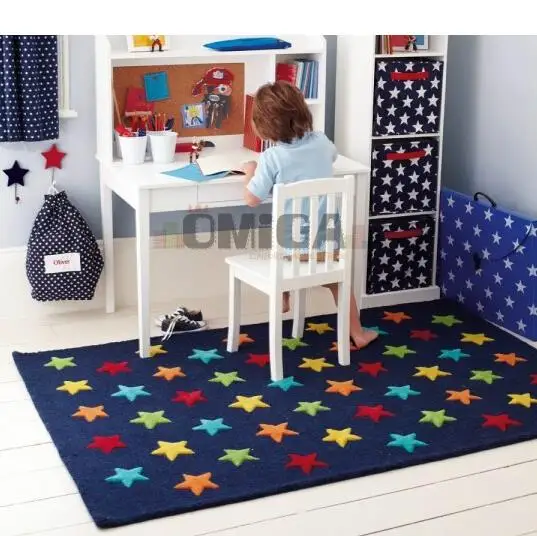 

Customize Modern Handmade Carpets Living room Bedroom Fashion Blue Star Pattern