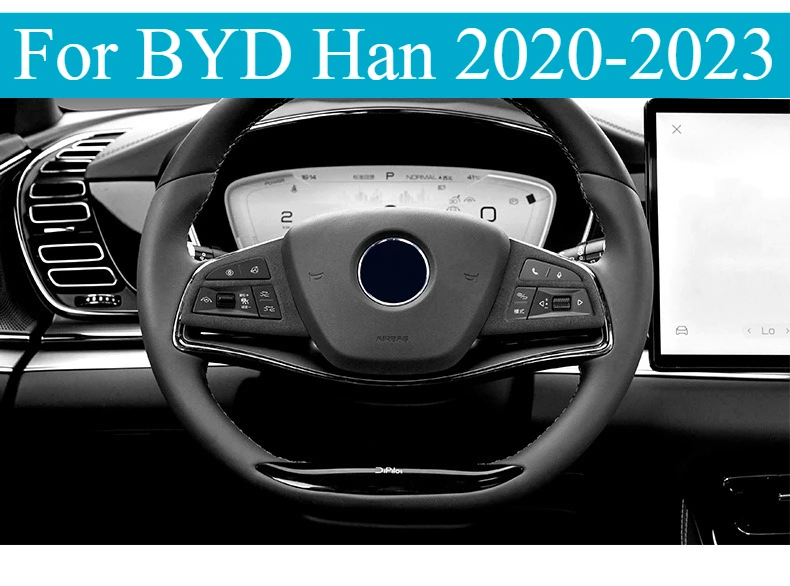 

For BYD Han 2020-2023 Steering Wheel Button Frame Cover - Alcantara Protector Auto Accessory DirectFit Luxury Interior Upgrade