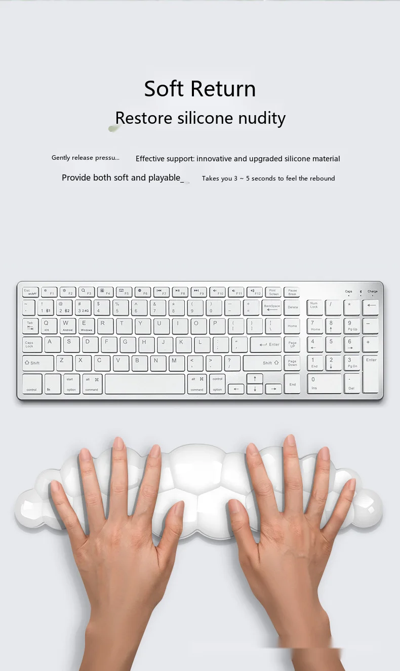 Cloud Silikon-Handgelenkauflage Tastaturunterlage Ergonomische Schreibtischunterlage für Büro und Gaming 5 Transparente Farben Einzelset – Detail 8