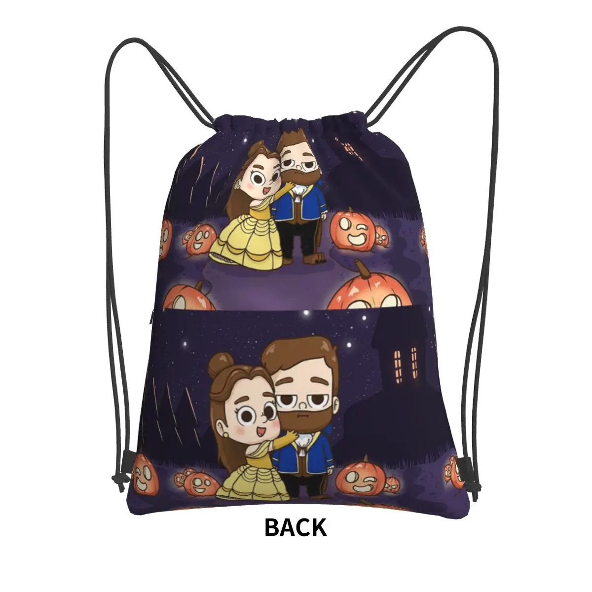 Pibu-beauty And Beast - Pibubear Backpacks Fashion Drawstring Bundle Pocket Sports Bag Book Bags for Man Woman Students
