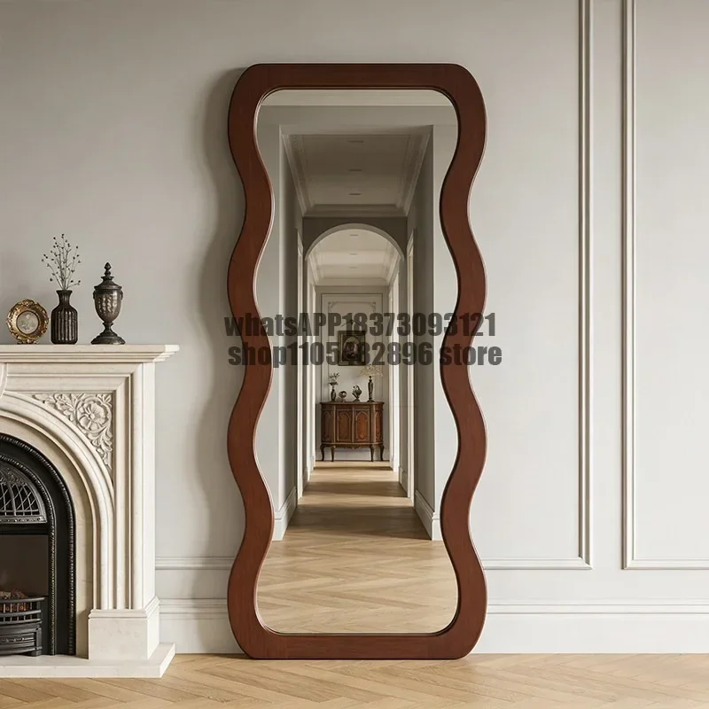 French retro full-length mirror, special-shaped full-length mirror, medieval entrance wave mirror