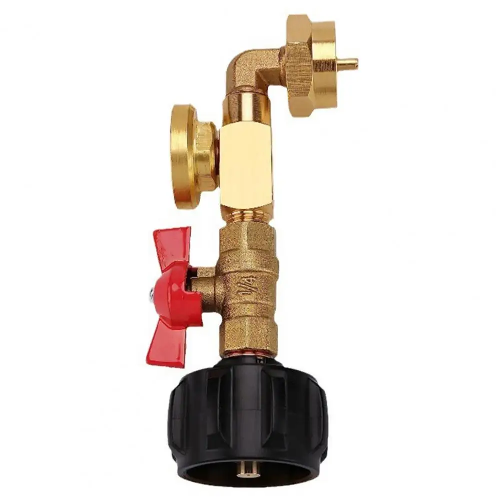 Gas Tank Connector Propane Tank Filling Accessory Explosion-proof Brass Gas Tank Refill Adapter with Valve Gauge for Outdoor