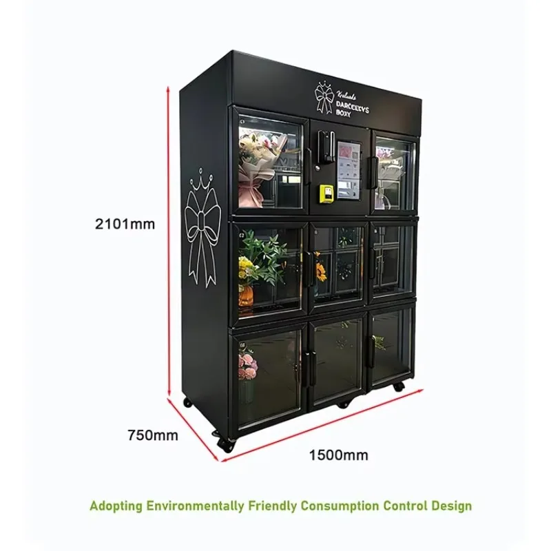 Intelligent 24-hour Cooling and Preservation Shopping Malls Unmanned Self-service Flower Vending Machines in Parks Customized