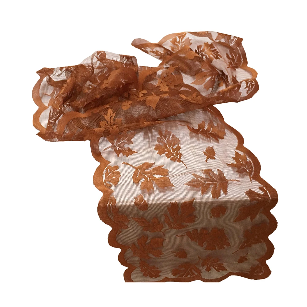 

183X33Cm Hollow Out Table Cover Elegant Leaves Pattern Stain Resistant Polyester Tablecloth For Dining Coffee Picnic
