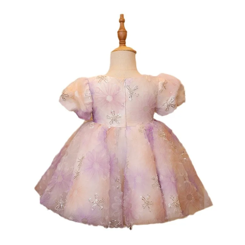 Vestido de baile de princesa rosa para niñas, vestido de rendimiento de boda, fiesta de cumpleaños, nuevo diseño de cuentas, g113