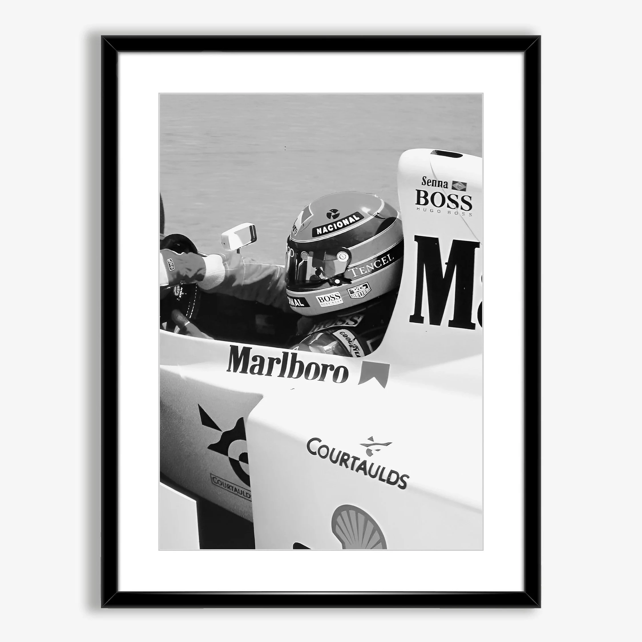 Ayrton Senna Vintage Formula 1 Classic Car Poster Canvas Print Black and White Poster For Living Bedroom Kids Nordic Decor