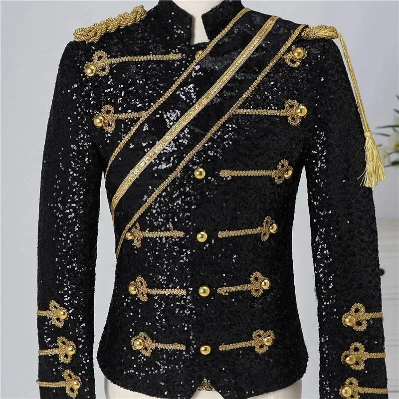 Nueva ropa de Michael para hombre, abrigo ajustado MJ Michael Jackson, traje de baile con lentejuelas, chaqueta, trajes de cantante de escenario, disfraz coaplay #   1