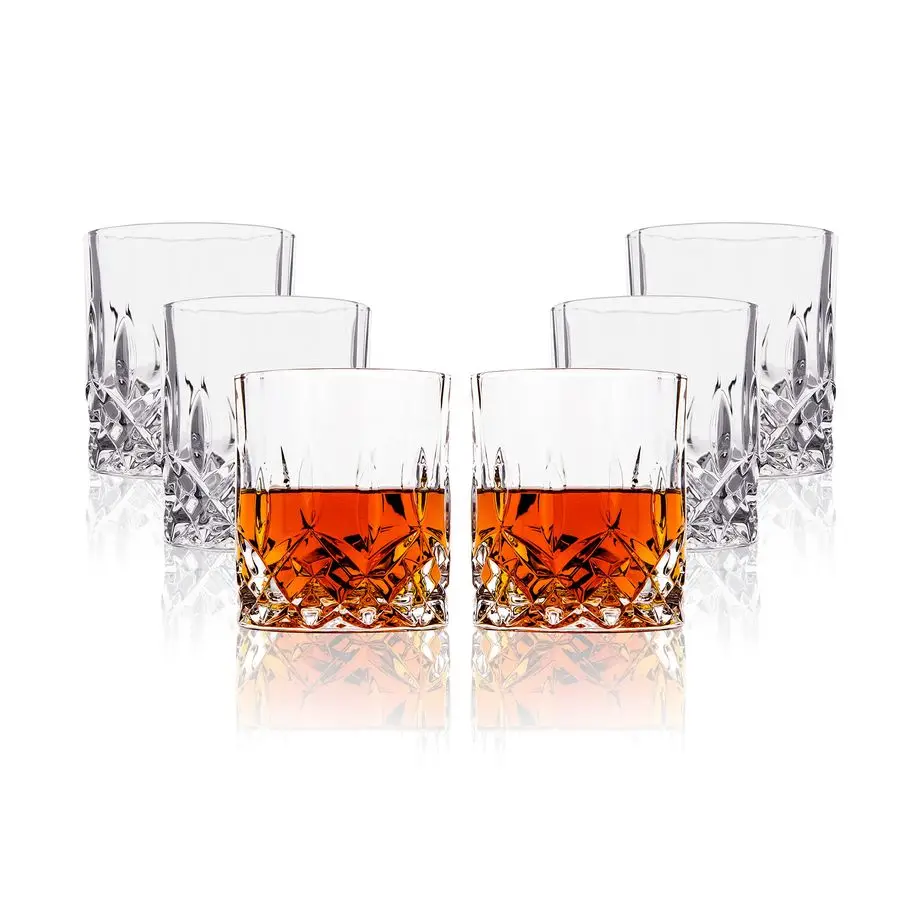 

Crystal Cut Old Fashioned Whiskey Glasses Set of 2, 4, 610oz UltraClear Premium LeadFree Rocks Glass Tumbler For Drinking Bourbo