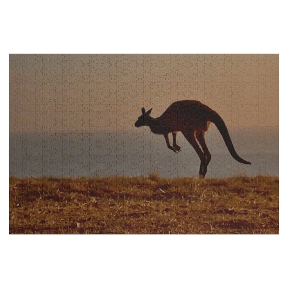

Wild jumping kangaroo in nature during sunrise Jigsaw Puzzle Anime Customized Toys For Kids Custom With Photo Puzzle