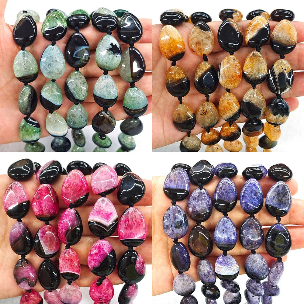 18x13x6mm Water Drop Shape Beads Multicolor Uruguayan Agate Reiki Gemstone Crystal Bead For Diy Handicrafts Jewelry Making Gifts