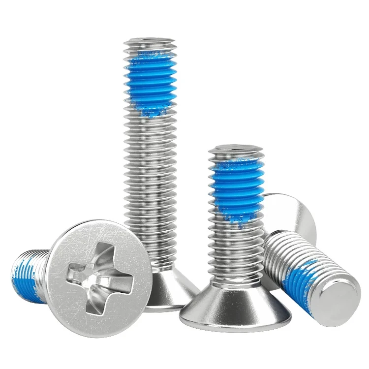10~50Pcs M2 M2.5 M3 M4 M5M6 304 Stainless Steel Countersunk Phillips Flat Head Blue Dispensing Screw Anti-loose Anti-skid Screws