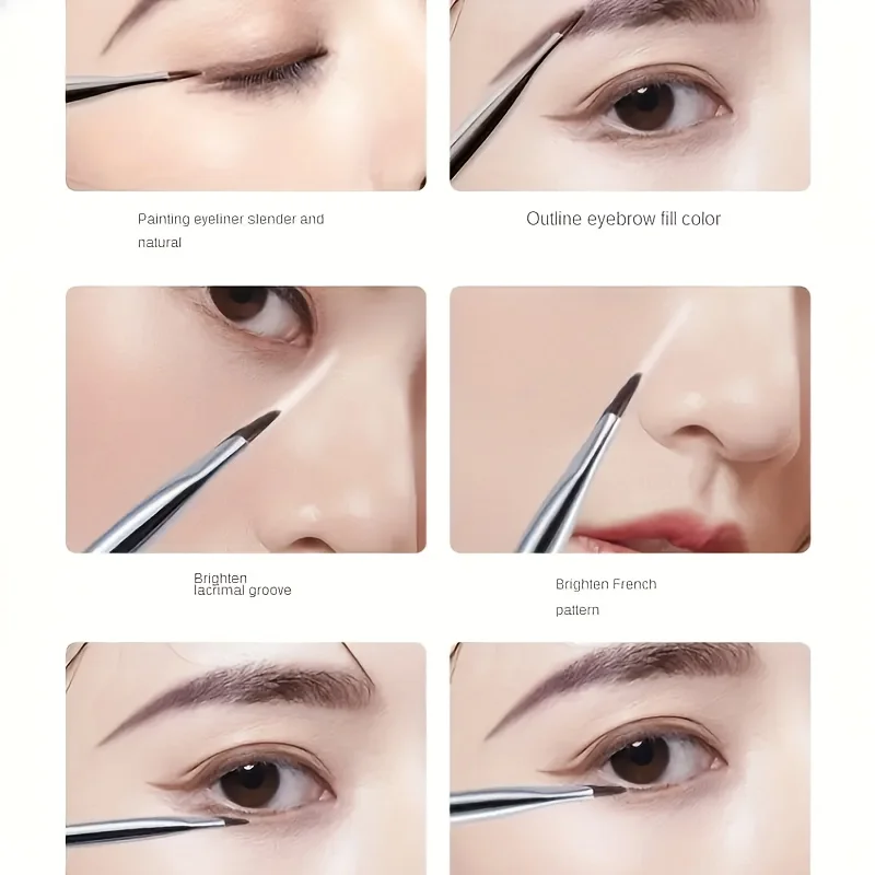 7-kombinierte Make-up-Pinsel-, Eyeliner- und Augenbrauenpinsel-Sets mit Präzisionsdetail, mit ultradünnen Augenbrauen- und unteren Augenlidpinseln
