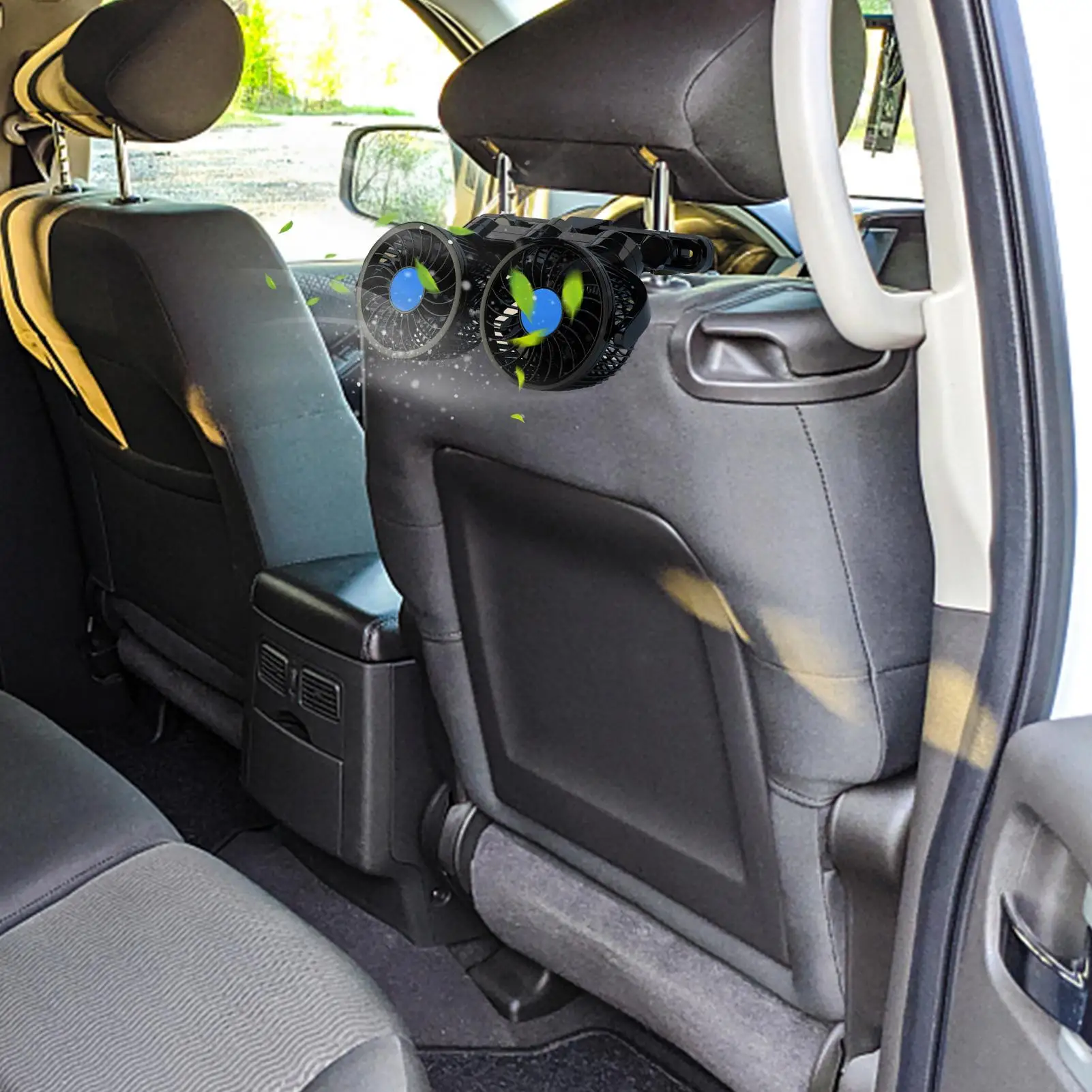 

Back Seat Fan Portable Backseat Cooling Fan 12V24V Cooling Double Head Ventilador For Auto Hot Weather Road Trip Truck Kids Pets