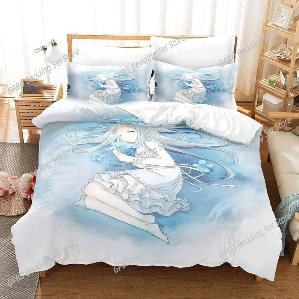 Anime Anohana Honma Meiko Bedding Set Bedroom Soft Modern Bedspreads Comefortable Kids Duvet Cover Quilt Cover And Pillowcase