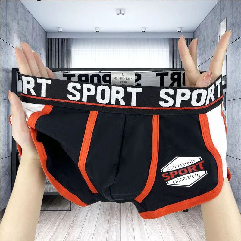 

Personalized Men's Underwear Sports Boxer Shorts Cotton Large Size New Tide Male Sexy Square Boxers