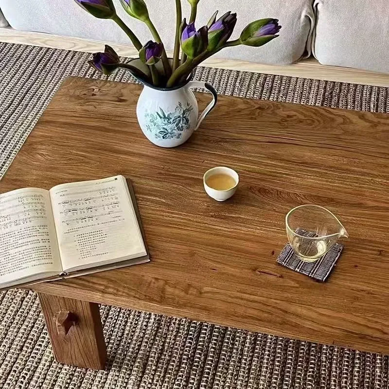Coffee table, retro old door panel, desktop, homestay decoration, Chinese tea table, living room, tatami table