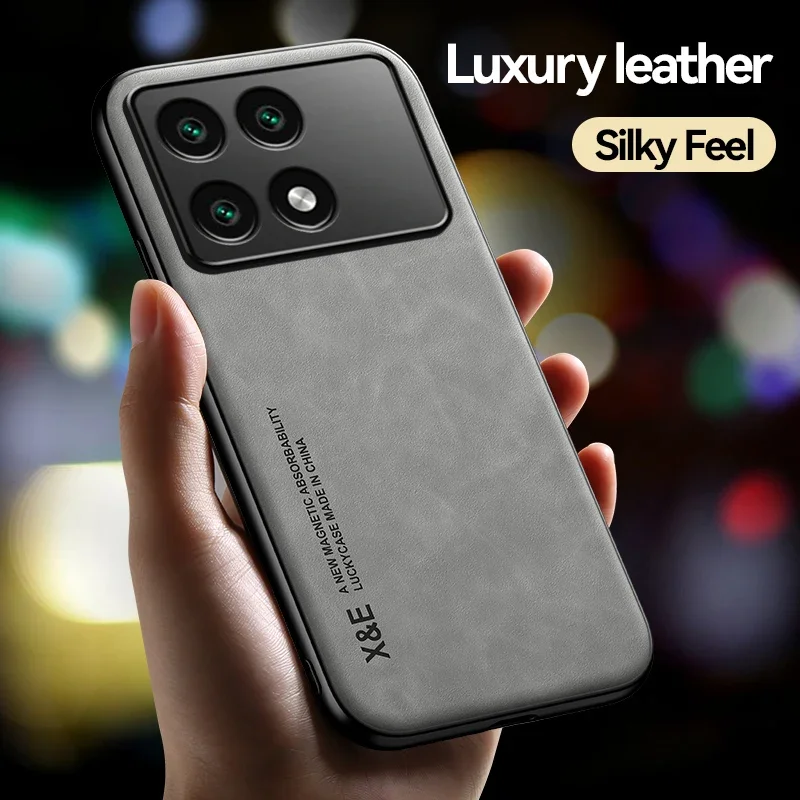 Retro Magnetic Suede Leather Case For Xiaomi Poco X6 Pro PocoX6 Pro 5G Shockproof Matte Silicone Soft Case Cover