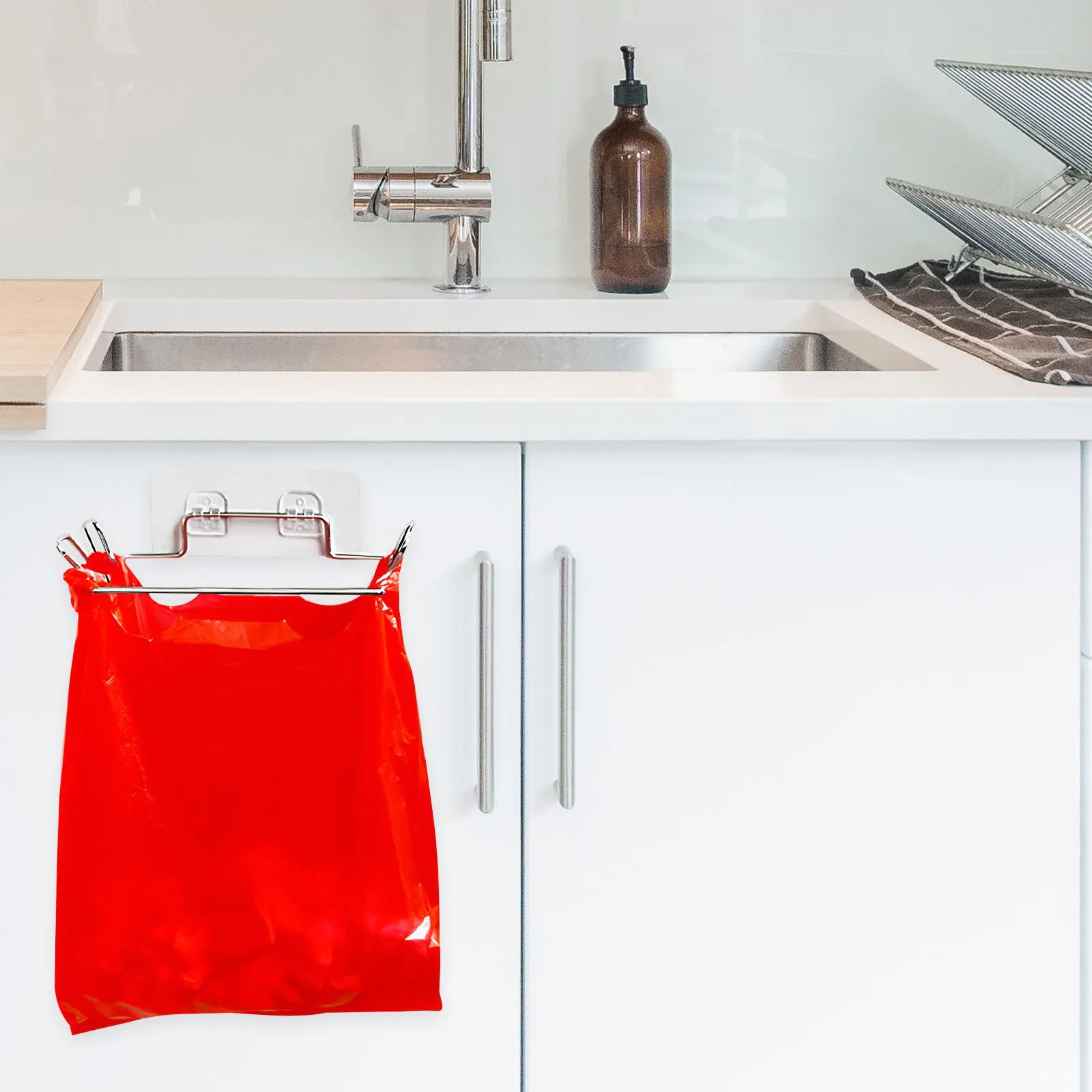 

2 шт. Держатели для мусорных пакетов из нержавеющей стали, портативная подставка для хранения мусорных пакетов, подвесной органайзер для кухонного шкафа, экономия места