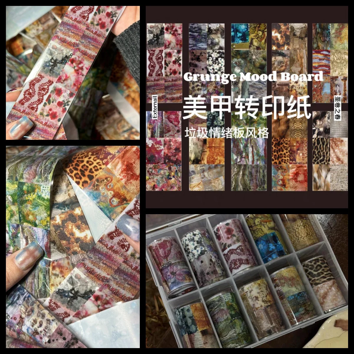 1 caixa rosa renda inverno flor xadrez anjo mármore arco folhas de transferência papel arte do prego adesivos decalque unhas decoração