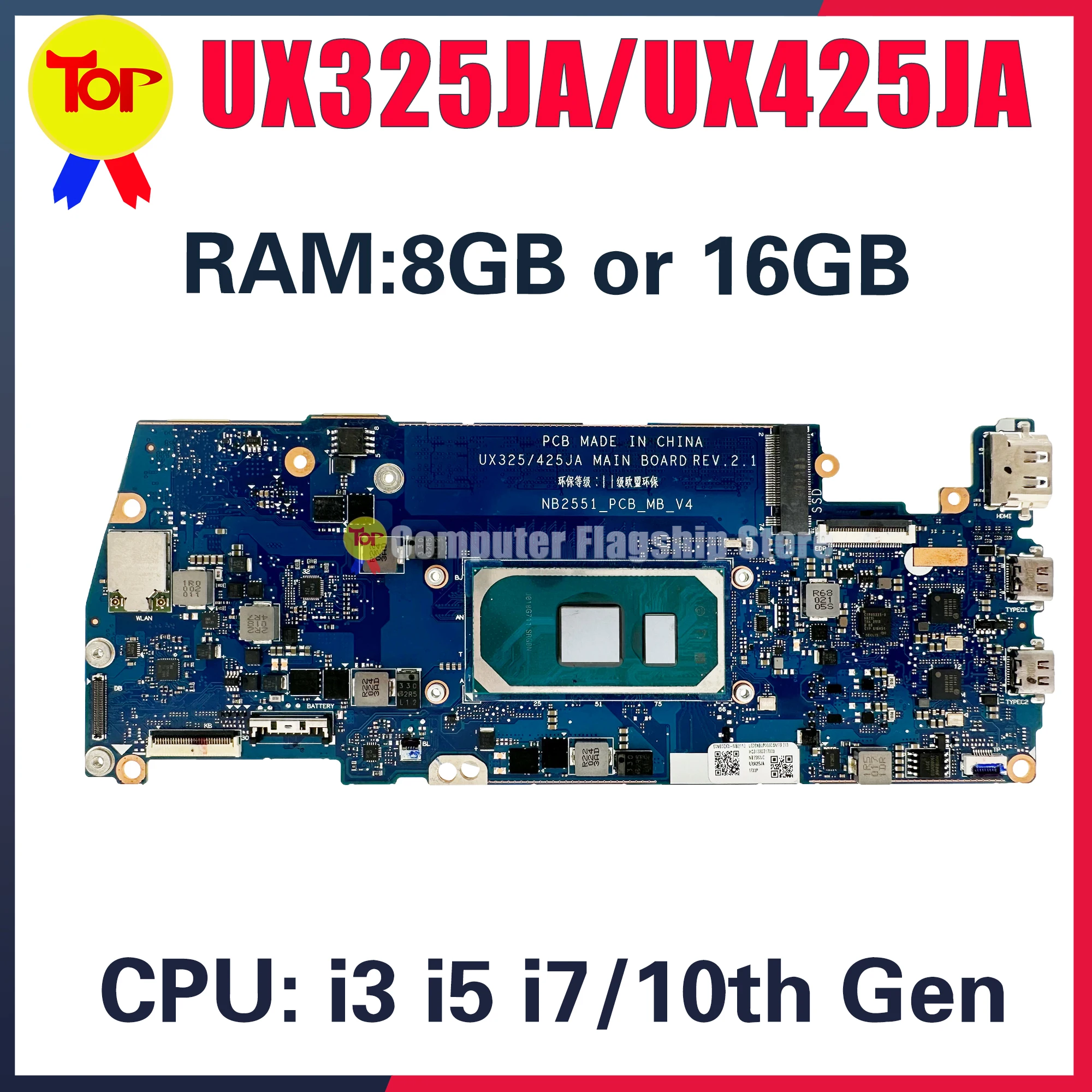 

KEFU UX325/425JA Материнская плата ASUS UX425JA U4700JA BX425JA RX425JA UX325JA U3700JA BX325JA материнская плата для ноутбука i5 i7 10-го поколения