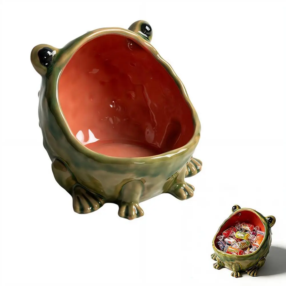 Keramik-Frosch Aufbewahrungsschale Kreative Tierfigur Schlüssel-Bonbon-Sundries-Behälter Eingangsbereich Heim-Schreibtisch-Deko-Ornament – Detail 1