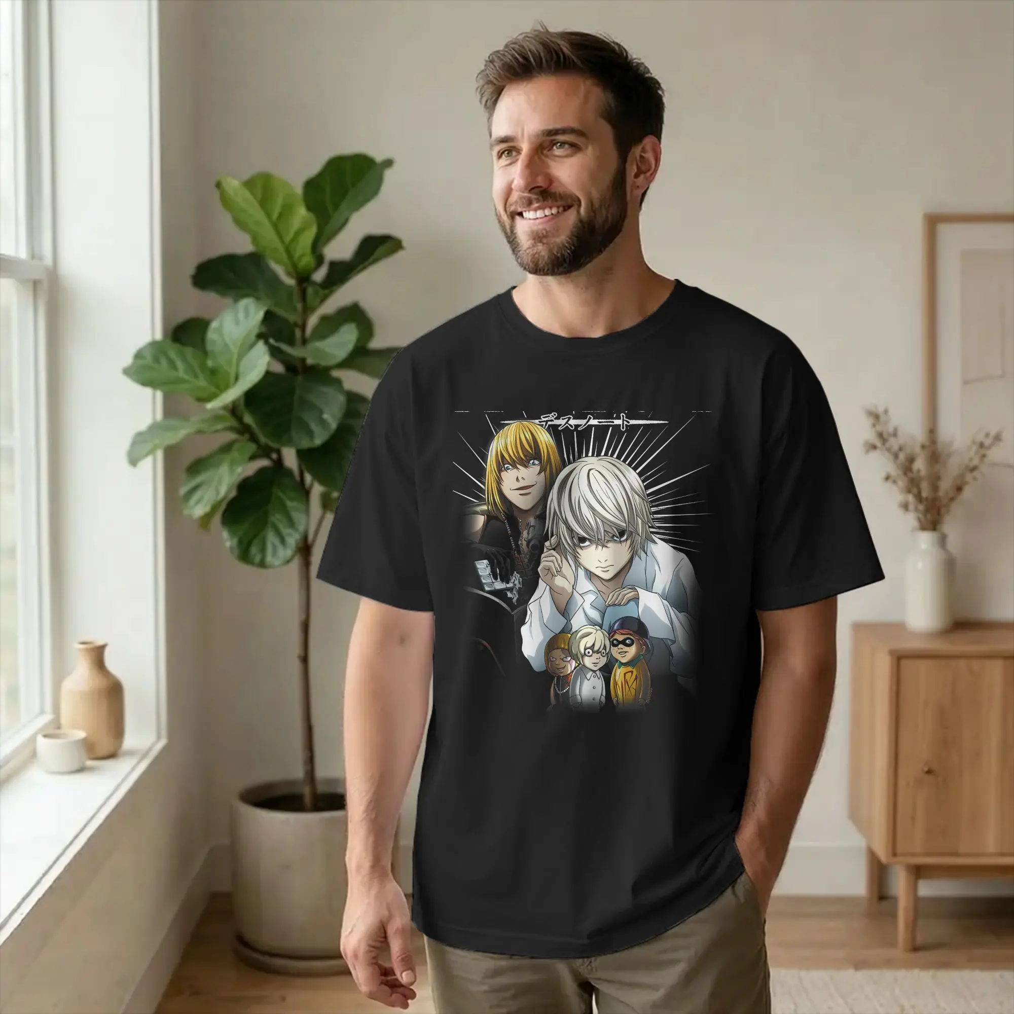 Death Note Near and Mello Anime T Shirt Men Cotton Tops Shirts Harajuku  O-neck Short Sleeve