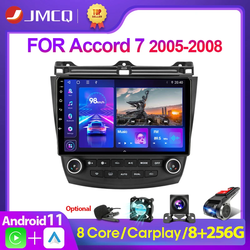 JMCQ 2Din Android 11 4G+WiFi DSP CarPlay Car Radio Multimedia Video Player For Honda Accord 7 2005-2008 Navigation GPS 2 Din